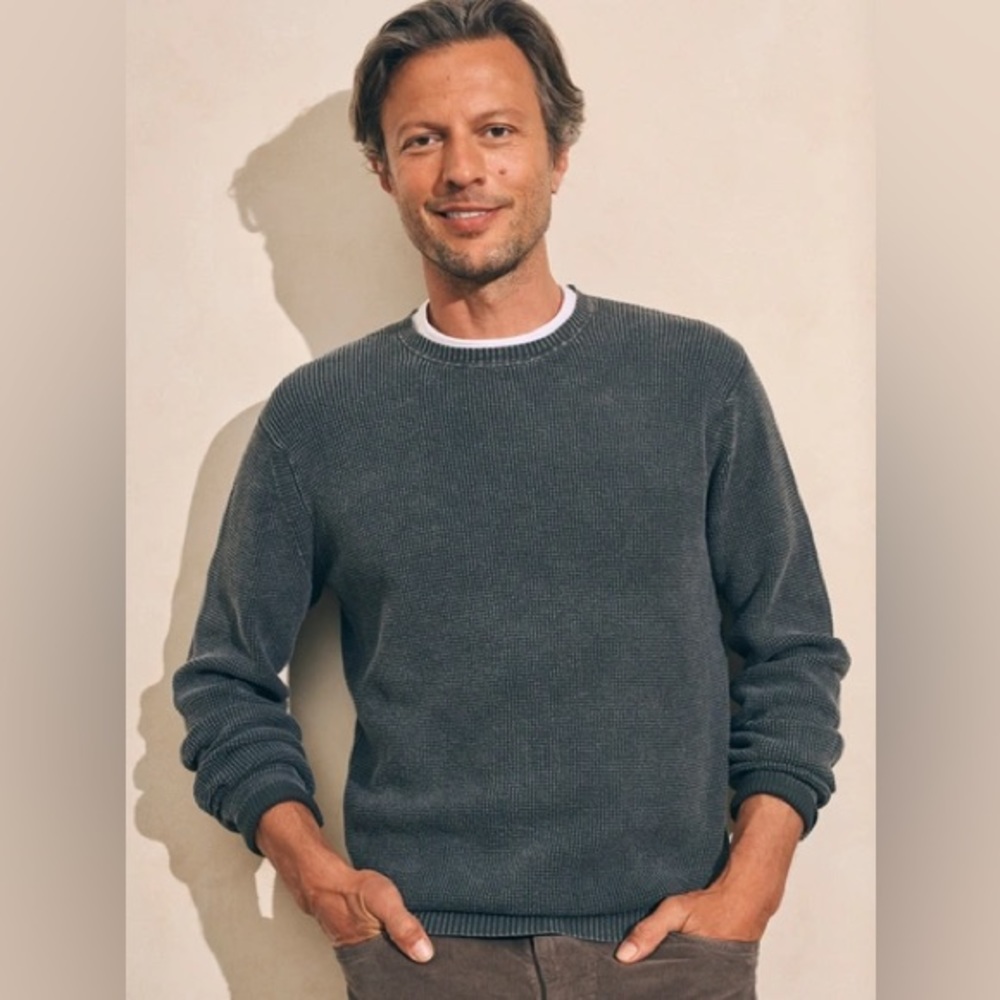 Brand New Faherty Sunwashed Crewneck Sweater Black